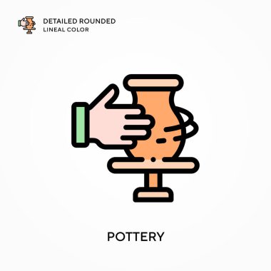 Çömlek yuvarlak lineal renk detaylı. Modern vektör illüstrasyon kavramları. Düzenlemesi ve kişiselleştirmesi kolay.