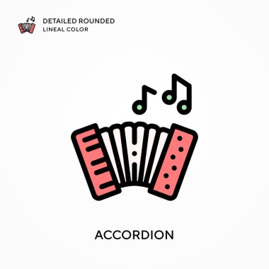 Akordiyon ayrıntılı yuvarlak çizgisel renk. Modern vektör illüstrasyon kavramları. Düzenlemesi ve kişiselleştirmesi kolay.