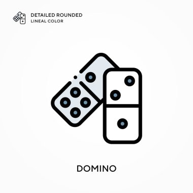 Domino ayrıntılı yuvarlak çizgisel renk. Modern vektör illüstrasyon kavramları. Düzenlemesi ve kişiselleştirmesi kolay.
