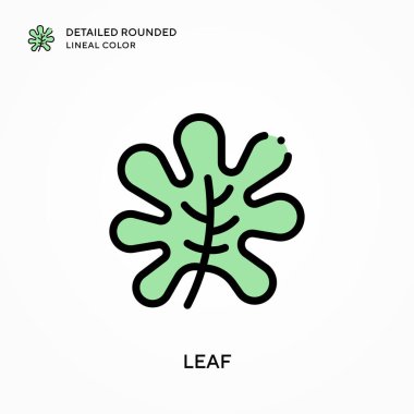 Yaprak ayrıntılı yuvarlak çizgisel renk. Modern vektör illüstrasyon kavramları. Düzenlemesi ve kişiselleştirmesi kolay.