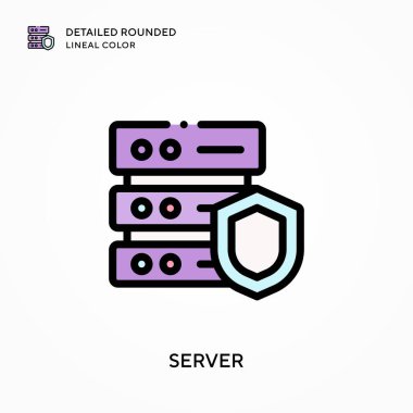 Sunucu yuvarlak çizgi rengini detaylandırdı. Modern vektör illüstrasyon kavramları. Düzenlemesi ve kişiselleştirmesi kolay.