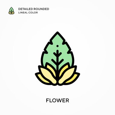 Çiçek detaylandırılmış yuvarlak çizgi rengi. Modern vektör illüstrasyon kavramları. Düzenlemesi ve kişiselleştirmesi kolay.