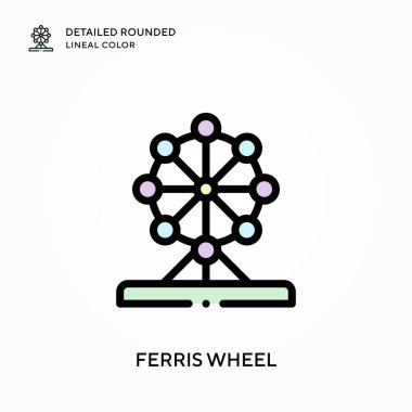 Dönme dolap yuvarlak çizgi rengini detaylandırdı. Modern vektör illüstrasyon kavramları. Düzenlemesi ve kişiselleştirmesi kolay.