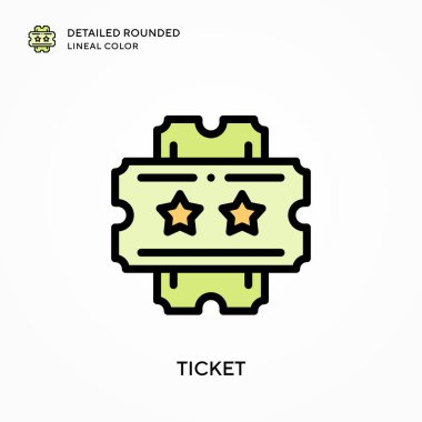 Bilet ayrıntılı yuvarlak çizgi rengi. Modern vektör illüstrasyon kavramları. Düzenlemesi ve kişiselleştirmesi kolay.