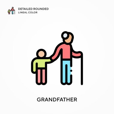 Büyükbabam yuvarlak çizgisel renkleri detaylıca anlattı. Modern vektör illüstrasyon kavramları. Düzenlemesi ve kişiselleştirmesi kolay.
