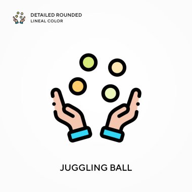 Hokkabazlık topu ayrıntılı yuvarlak çizgisel renk. Modern vektör illüstrasyon kavramları. Düzenlemesi ve kişiselleştirmesi kolay.