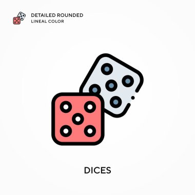 Dices ayrıntılı yuvarlak çizgisel renk. Modern vektör illüstrasyon kavramları. Düzenlemesi ve kişiselleştirmesi kolay.