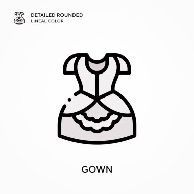 Önlük ayrıntılı yuvarlak çizgisel renk. Modern vektör illüstrasyon kavramları. Düzenlemesi ve kişiselleştirmesi kolay.