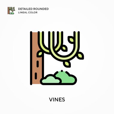 Sarmaşıklar ayrıntılı yuvarlak çizgisel renkler. Modern vektör illüstrasyon kavramları. Düzenlemesi ve kişiselleştirmesi kolay.