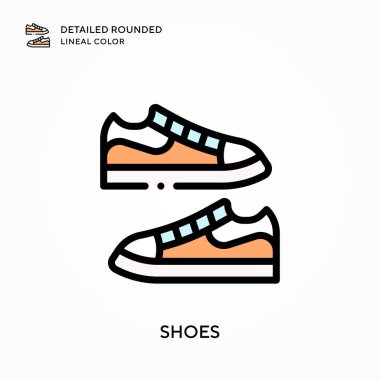 Ayakkabılar ayrıntılı yuvarlak çizgisel renk. Modern vektör illüstrasyon kavramları. Düzenlemesi ve kişiselleştirmesi kolay.