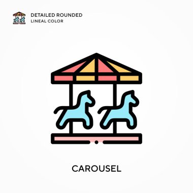 Atlıkarınca ayrıntılı yuvarlak çizgisel renk. Modern vektör illüstrasyon kavramları. Düzenlemesi ve kişiselleştirmesi kolay.