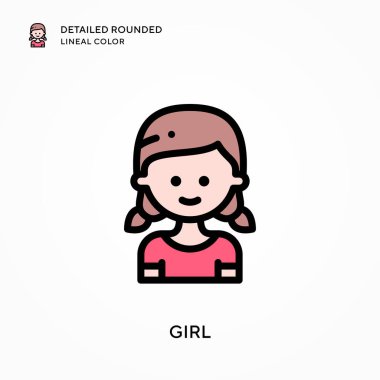 Kız yuvarlak çizgi rengini detaylandırmış. Modern vektör illüstrasyon kavramları. Düzenlemesi ve kişiselleştirmesi kolay.