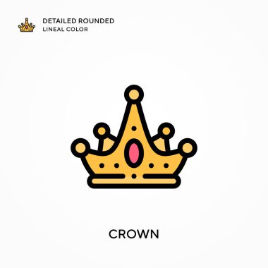 Taç detaylı yuvarlak çizgisel renk. Modern vektör illüstrasyon kavramları. Düzenlemesi ve kişiselleştirmesi kolay.