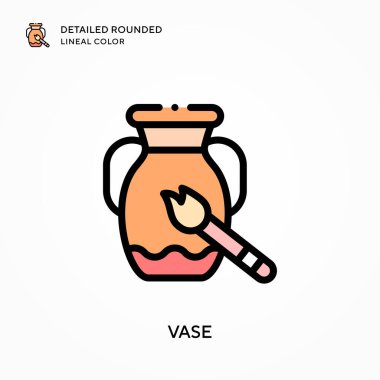 Vazo detaylı yuvarlak çizgisel renk. Modern vektör illüstrasyon kavramları. Düzenlemesi ve kişiselleştirmesi kolay.