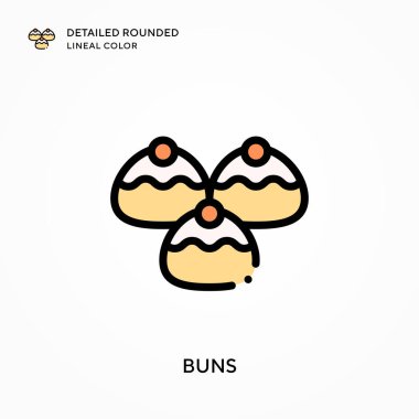 Çörekler ayrıntılı yuvarlak çizgisel renk. Modern vektör illüstrasyon kavramları. Düzenlemesi ve kişiselleştirmesi kolay.