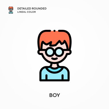 Oğlan yuvarlak çizgi rengini detaylandırdı. Modern vektör illüstrasyon kavramları. Düzenlemesi ve kişiselleştirmesi kolay.