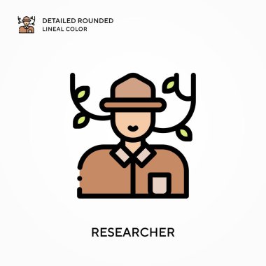 Araştırmacı yuvarlak çizgi rengini detaylı olarak açıkladı. Modern vektör illüstrasyon kavramları. Düzenlemesi ve kişiselleştirmesi kolay.
