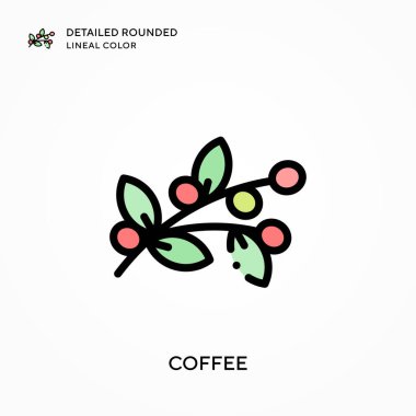 Kahve ayrıntılı yuvarlak çizgisel renk. Modern vektör illüstrasyon kavramları. Düzenlemesi ve kişiselleştirmesi kolay.