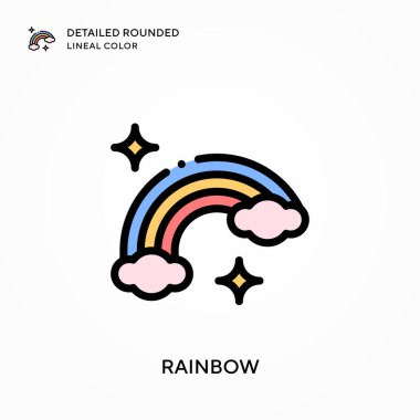 Gökkuşağı ayrıntılı yuvarlak çizgisel renk. Modern vektör illüstrasyon kavramları. Düzenlemesi ve kişiselleştirmesi kolay.
