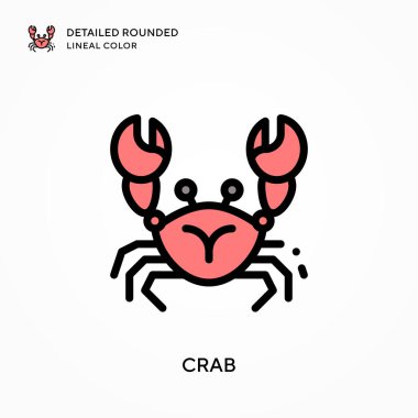 Yengeç ayrıntılı yuvarlak çizgisel renk. Modern vektör illüstrasyon kavramları. Düzenlemesi ve kişiselleştirmesi kolay.