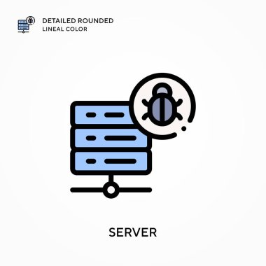 Sunucu yuvarlak çizgi rengini detaylandırdı. Modern vektör illüstrasyon kavramları. Düzenlemesi ve kişiselleştirmesi kolay.