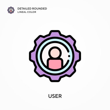 Kullanıcı ayrıntılı yuvarlak doğrusal renk. Modern vektör illüstrasyon kavramları. Düzenlemesi ve kişiselleştirmesi kolay.