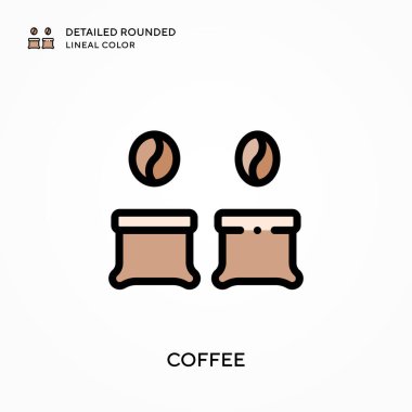 Kahve ayrıntılı yuvarlak çizgisel renk. Modern vektör illüstrasyon kavramları. Düzenlemesi ve kişiselleştirmesi kolay.