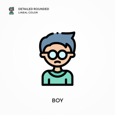 Oğlan yuvarlak çizgi rengini detaylandırdı. Modern vektör illüstrasyon kavramları. Düzenlemesi ve kişiselleştirmesi kolay.