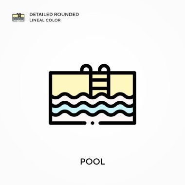 Havuz detaylı yuvarlak çizgisel renk. Modern vektör illüstrasyon kavramları. Düzenlemesi ve kişiselleştirmesi kolay.