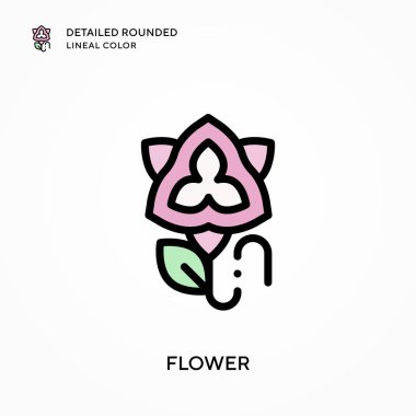 Çiçek detaylandırılmış yuvarlak çizgi rengi. Modern vektör illüstrasyon kavramları. Düzenlemesi ve kişiselleştirmesi kolay.