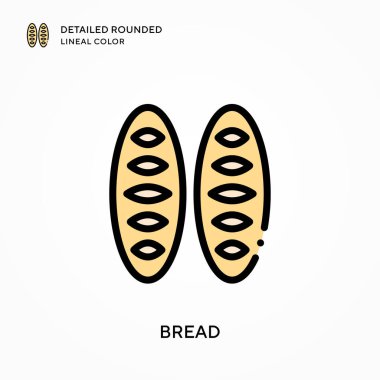 Ekmek detaylı yuvarlak çizgisel renk. Modern vektör illüstrasyon kavramları. Düzenlemesi ve kişiselleştirmesi kolay.