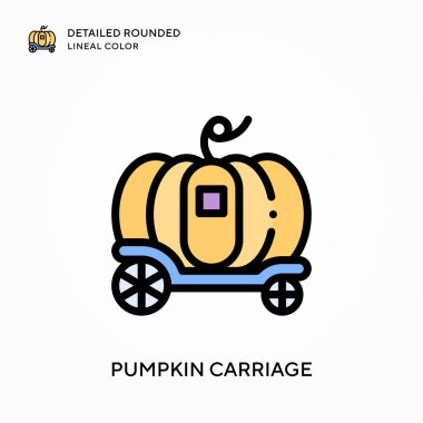 Balkabağı arabası yuvarlak çizgisel renkte detaylı. Modern vektör illüstrasyon kavramları. Düzenlemesi ve kişiselleştirmesi kolay.