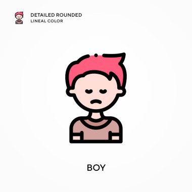 Oğlan yuvarlak çizgi rengini detaylandırdı. Modern vektör illüstrasyon kavramları. Düzenlemesi ve kişiselleştirmesi kolay.