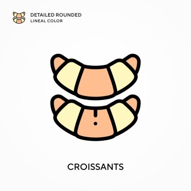 Kruvasan ayrıntılı yuvarlak çizgisel renk. Modern vektör illüstrasyon kavramları. Düzenlemesi ve kişiselleştirmesi kolay.