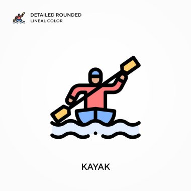 Kano ayrıntılı yuvarlak çizgisel renk. Modern vektör illüstrasyon kavramları. Düzenlemesi ve kişiselleştirmesi kolay.