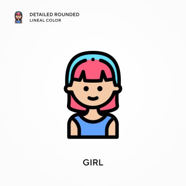 Kız yuvarlak çizgi rengini detaylandırmış. Modern vektör illüstrasyon kavramları. Düzenlemesi ve kişiselleştirmesi kolay.