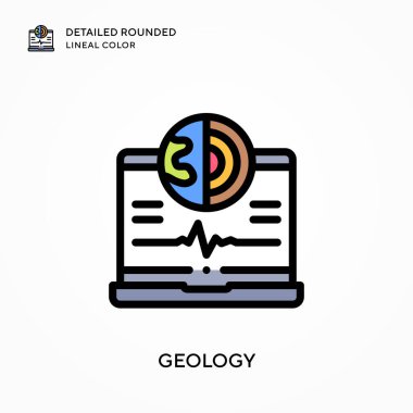 Jeoloji ayrıntılı yuvarlak doğrusal renk. Modern vektör illüstrasyon kavramları. Düzenlemesi ve kişiselleştirmesi kolay.