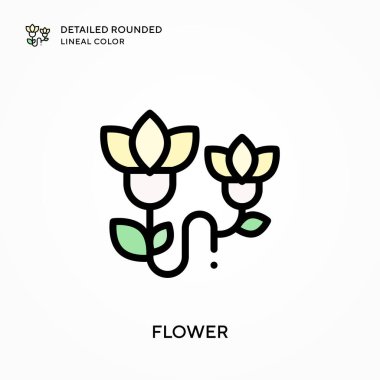 Çiçek detaylandırılmış yuvarlak çizgi rengi. Modern vektör illüstrasyon kavramları. Düzenlemesi ve kişiselleştirmesi kolay.