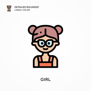 Kız yuvarlak çizgi rengini detaylandırmış. Modern vektör illüstrasyon kavramları. Düzenlemesi ve kişiselleştirmesi kolay.
