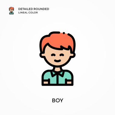 Oğlan yuvarlak çizgi rengini detaylandırdı. Modern vektör illüstrasyon kavramları. Düzenlemesi ve kişiselleştirmesi kolay.