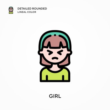 Kız yuvarlak çizgi rengini detaylandırmış. Modern vektör illüstrasyon kavramları. Düzenlemesi ve kişiselleştirmesi kolay.