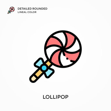 Lolipop ayrıntılı yuvarlak çizgisel renk. Modern vektör illüstrasyon kavramları. Düzenlemesi ve kişiselleştirmesi kolay.