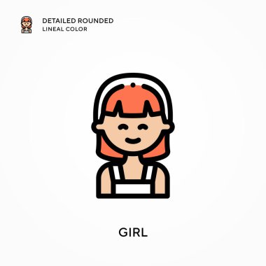 Kız yuvarlak çizgi rengini detaylandırmış. Modern vektör illüstrasyon kavramları. Düzenlemesi ve kişiselleştirmesi kolay.