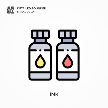 Mürekkep detaylı yuvarlak çizgi rengi. Modern vektör illüstrasyon kavramları. Düzenlemesi ve kişiselleştirmesi kolay.