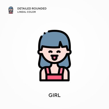 Kız yuvarlak çizgi rengini detaylandırmış. Modern vektör illüstrasyon kavramları. Düzenlemesi ve kişiselleştirmesi kolay.