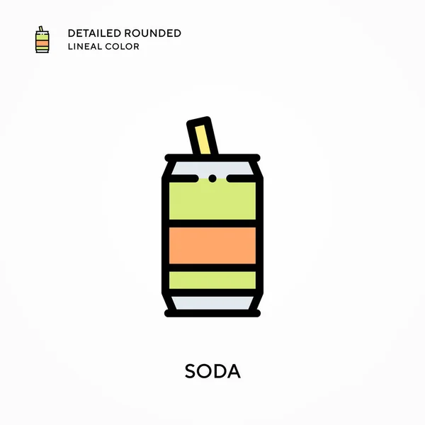 Soda Color Lineal Redondeado Detallado Conceptos Modernos Ilustración Vectorial Fácil — Vector de stock