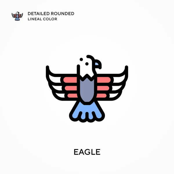 Aigle Couleur Linéaire Arrondie Détaillée Concepts Modernes Illustration Vectorielle Facile — Image vectorielle