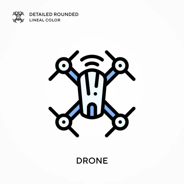 Drone Dettagliato Arrotondato Colore Lineare Concetti Moderni Illustrazione Vettoriale Facile — Vettoriale Stock