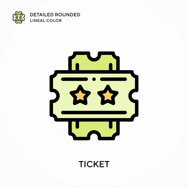 Ticket Detallado Color Lineal Redondeado Conceptos Modernos Ilustración Vectorial Fácil — Vector de stock