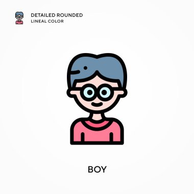 Oğlan yuvarlak çizgi rengini detaylandırdı. Modern vektör illüstrasyon kavramları. Düzenlemesi ve kişiselleştirmesi kolay.
